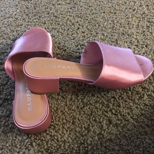 Pink Satin Mule Sandals
